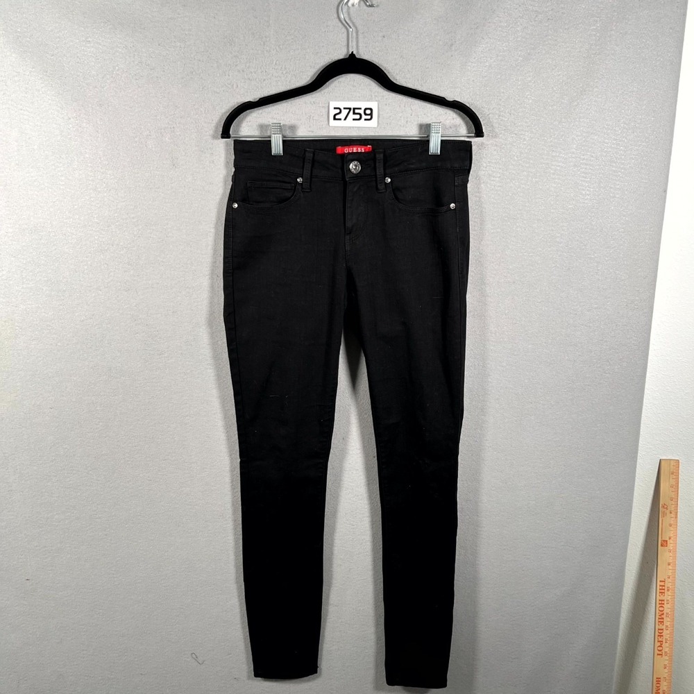 Guess Sienna Curvy Jeans Women 28 Black Denim Dark Wash Medium Rise Skinny Leg